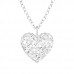 Silver Heart Necklace with Crystals