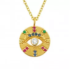 Silver Evil Eye Necklace with Cubic Zirconia