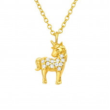 Silver Unicorn Necklace with Cubic Zirconia
