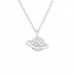 Silver Saturn Necklace with Cubic Zirconia