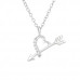 Silver Heart and Arrow Necklace with Cubic Zirconia