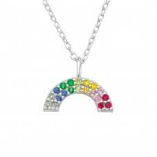Silver Rainbow Necklace with Cubic Zirconia