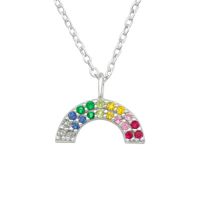 Silver Rainbow Necklace with Cubic Zirconia