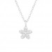 Silver Flower Necklace with Cubic Zirconia