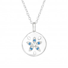 Silver Flower Necklace with Cubic Zirconia