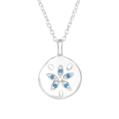 Silver Flower Necklace with Cubic Zirconia