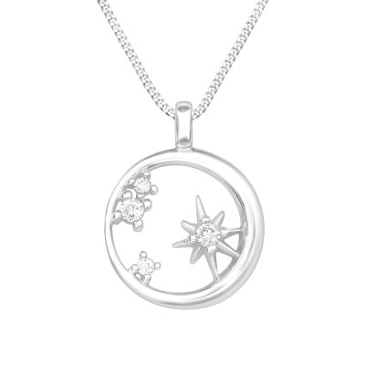 Silver Northern Star Necklace with Cubic Zirconia