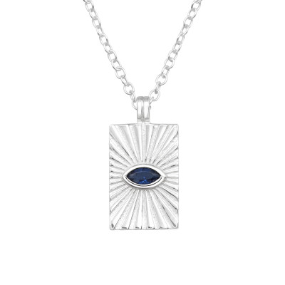 Silver Evil Eye Necklace with Cubic Zirconia