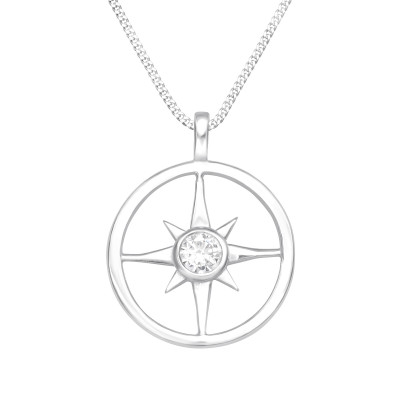 Silver Northern Star Necklace with Cubic Zirconia