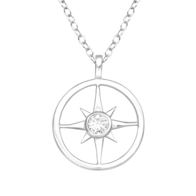 Silver Northern Star Necklace with Cubic Zirconia