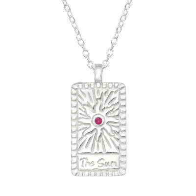 Silver Sun Necklace with Cubic Zirconia