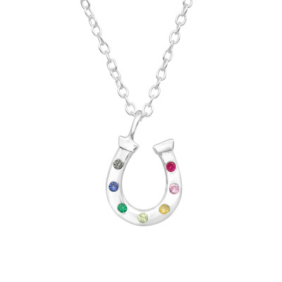 Horseshoe Sterling Silver Necklace with Cubic Zirconia