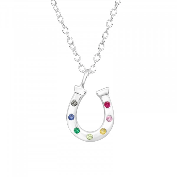 Romantic Horseshoe Sterling Silver Necklace with Cubic Zirconia