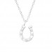 Silver Horseshoe Necklace with Cubic Zirconia