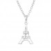 Silver Eiffel Tower Necklace with Cubic Zirconia