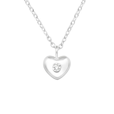 Silver Heart Necklace with Cubic Zirconia