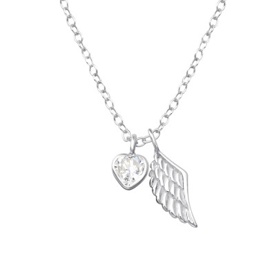 Wing Sterling Silver Necklace with Cubic Zirconia