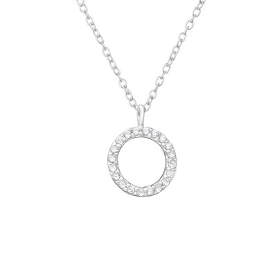 Silver Circle Necklace with Cubic Zirconia