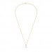 Sterling Silver Gold Plated Necklace with Round 4mm Cubic Zirconia and 8mm Imitation Pearl