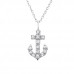 Silver Anchor Necklace with Cubic Zirconia
