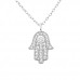 Silver Hamsa Necklace with Cubic Zirconia