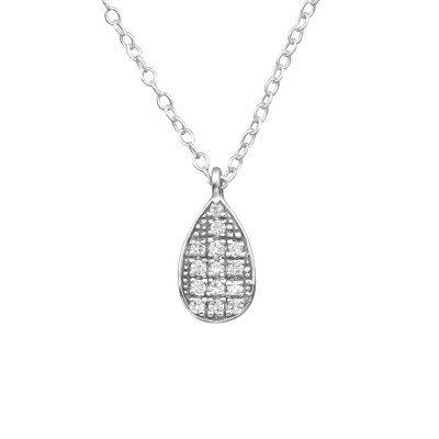 Silver Drop Necklace with Cubic Zirconia