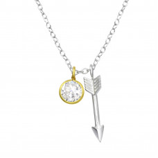 Silver Arrow Necklace with Cubic Zirconia