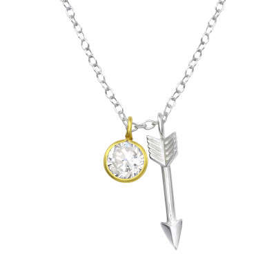 Silver Arrow Necklace with Cubic Zirconia