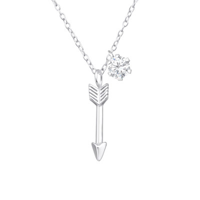 Silver Arrow Necklace with Cubic Zirconia