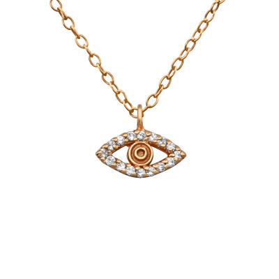 Silver Golden Eye Necklace with Cubic Zirconia