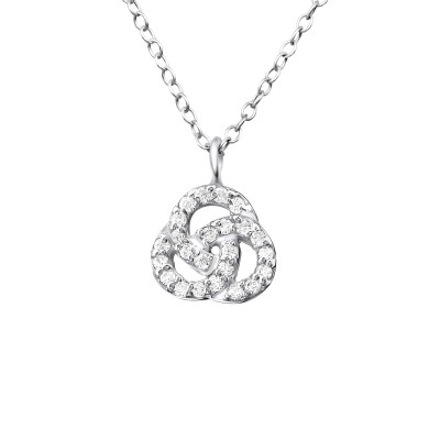 Silver Curl Necklace with Cubic Zirconia