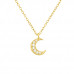 Silver Moon Necklace with Cubic Zirconia