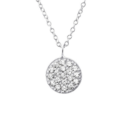 Silver Round Necklace with Cubic Zirconia