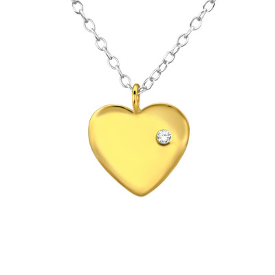 Silver Heart Necklace with Cubic Zirconia