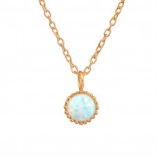 Silver Necklace with Round Synthetic Opal