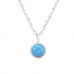 Silver Round Necklace with Synthetic Opal