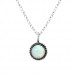 Silver Round Necklace with Synthetic Opal