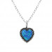 Silver Heart Necklace with Synthetic Opal