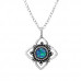 Silver Flower Necklace with Synthetic Opal