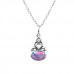 Silver Oval Necklace with Synthetic Opal