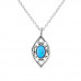 Silver Marquise Necklace with Opal