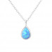 Silver Pear Necklace with Synthetic Opal