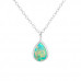 Silver Pear Necklace with Synthetic Opal