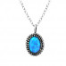 Silver Oval Necklace with Synthetic Opal