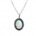 Silver Oval Necklace with Synthetic Opal