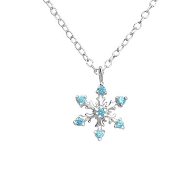 Silver Snowflake Necklace with Cubic Zirconia