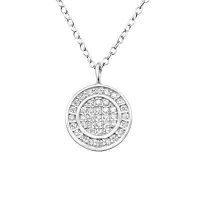 Circle Sterling Silver Necklace with Cubic Zirconia