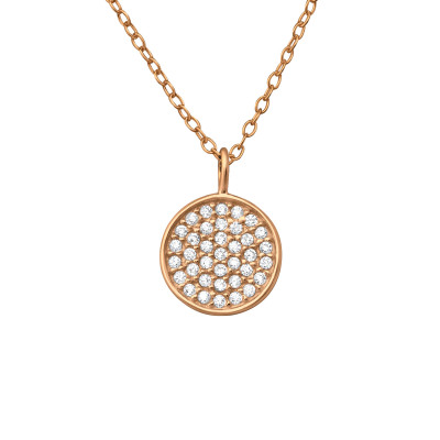 Silver Circle Necklace with Cubic Zirconia