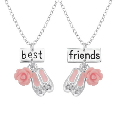 Ballet Lovers Best Friends Necklace Set Sterling Silver Necklace with Epoxy and  Plastic