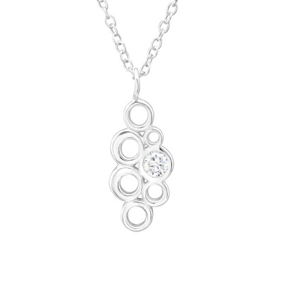 Geometric Sterling Silver Necklace with Cubic Zirconia